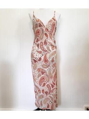 Dee Elly Floral Paisley Sleeveless V-Neck Midi Dress With Slit Women's Medium